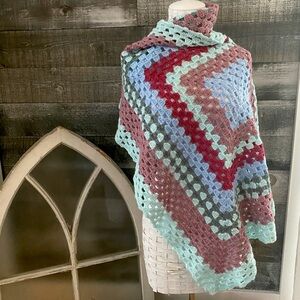 Crochet Granny square afghan 34 x 34 baby blanket
